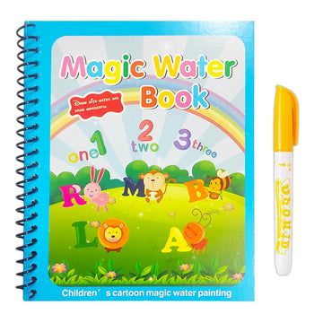 Reusable Magic Water Quick Dry Book Learning Toy Doodle and Scribble with Magic Doodle Pen for Painting Fun Drawing Pad Toy for Boys and Girls - (Random Designs As Per Stock)