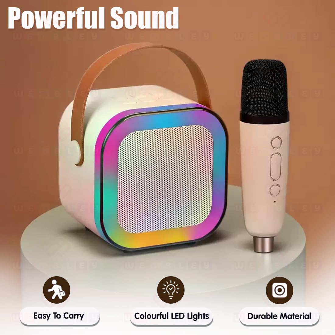 Rechargeable Wireless Mini Portable Bluetooth Karaoke Machine | Bluetooth Speaker with Microphone & LED Lights - Kids Music Singing Toys for Girl Boy Birthday Gift Ideas